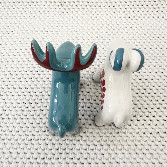 IKEA Vinterfint Set of 2 Ceramic Deer Goat White Blue Folk Figurines 2022 - Picture 6 of 6